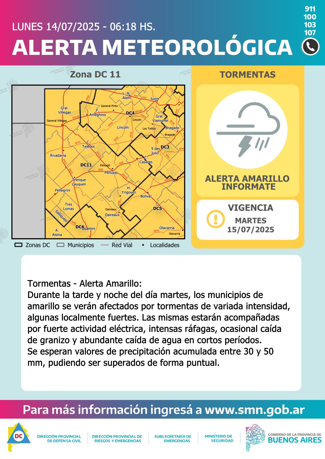 MARTES: ALERTA AMARILLA POR TORMENTAS PARA TRENQUE Y GRAN PARTE DE LA ...