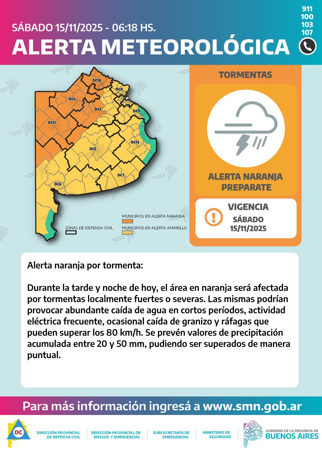 ALERTA NARANJA POR TORMENTAS HOY SÁBADO Y ALERTA AMARILLA POR VIENTOS ...